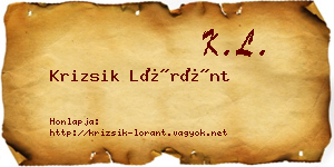 Krizsik Lóránt névjegykártya